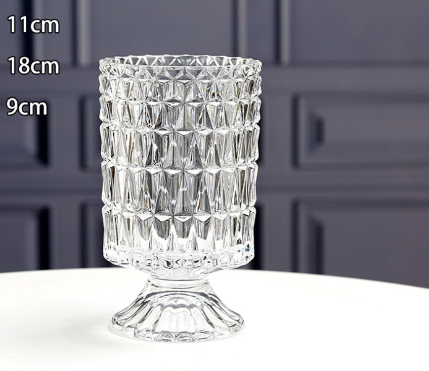 European style ins retro relief tall transparent glass vase