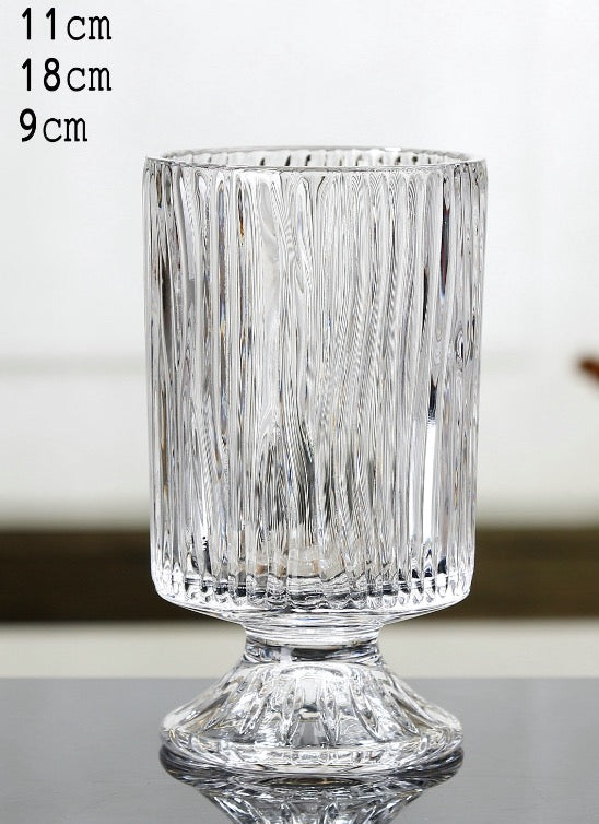 European style ins retro relief tall transparent glass vase