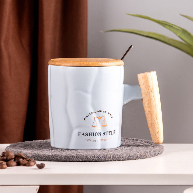 Creative convex and concave handle stone cup