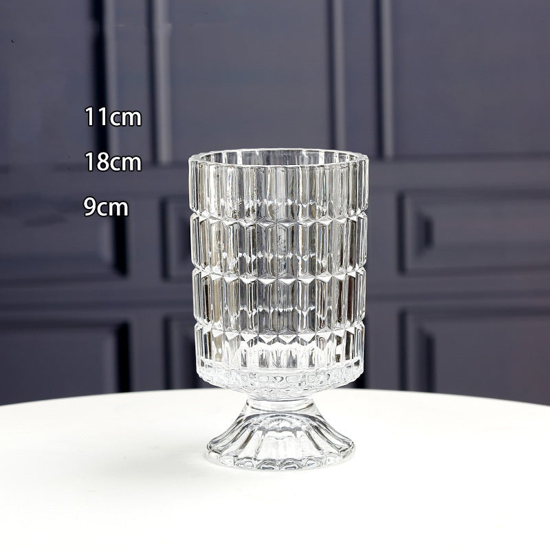 European style ins retro relief tall transparent glass vase