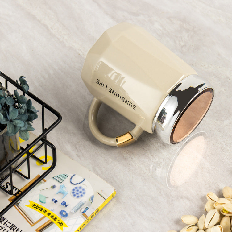Geometric mirror ceramic cup -B