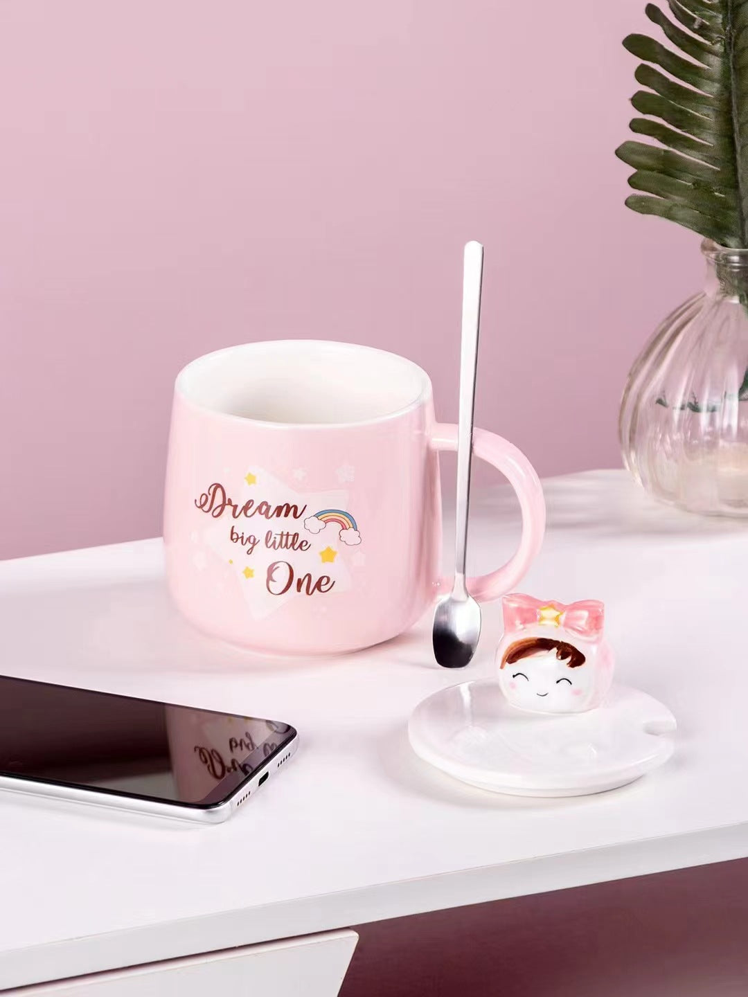 Cute cartoon bow girl mug