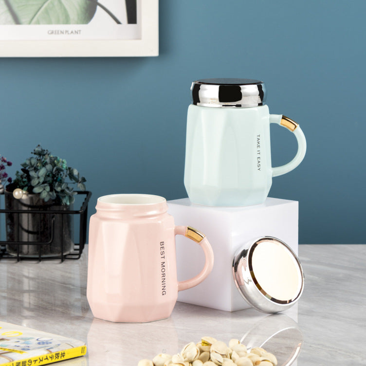 Geometric mirror ceramic cup -B