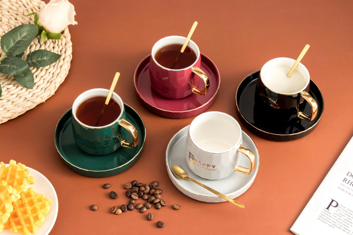 Simple Nordic coffee cup and saucer