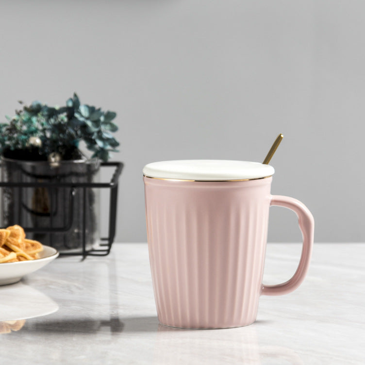 Minimally striped ceramic cup