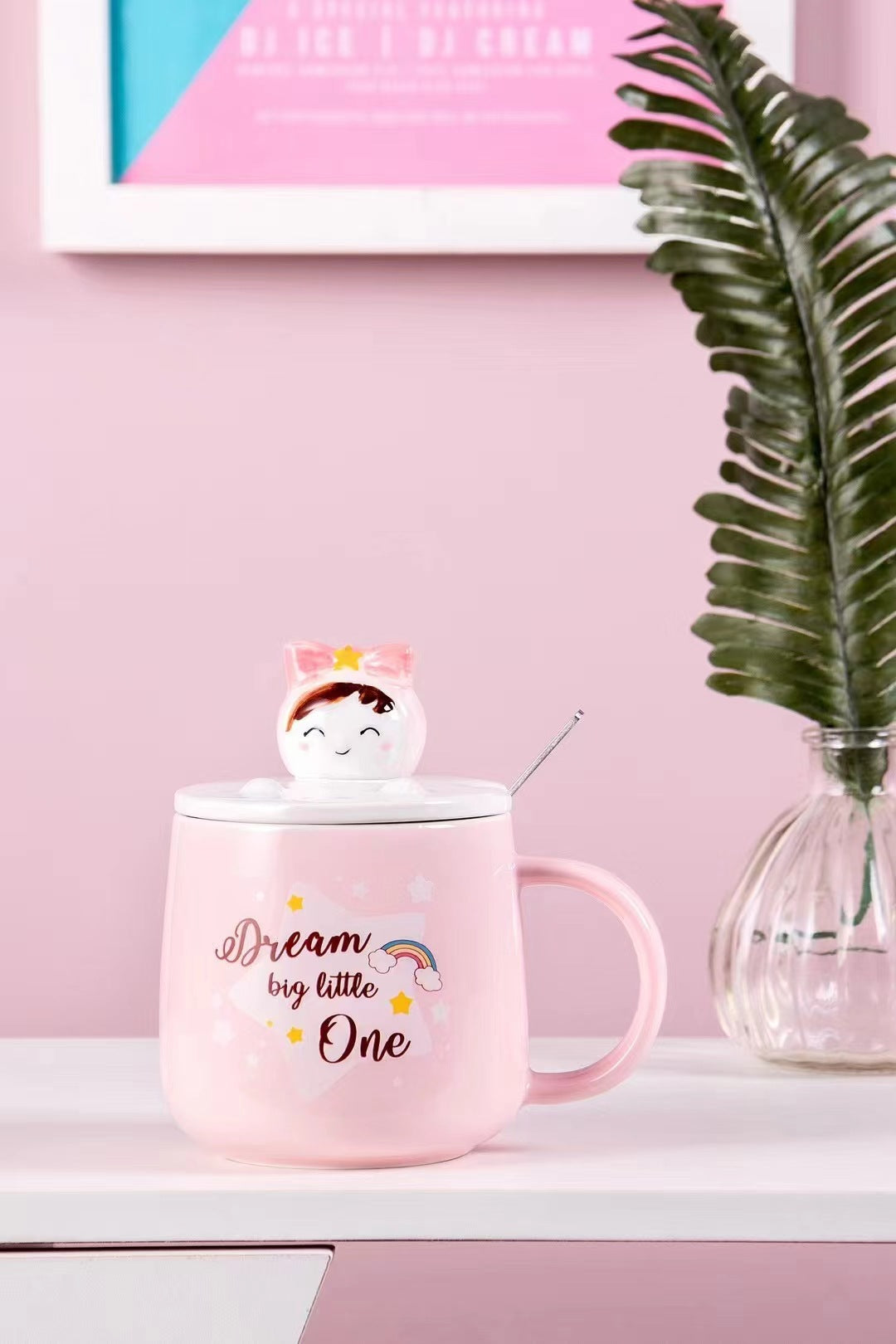 Cute cartoon bow girl mug