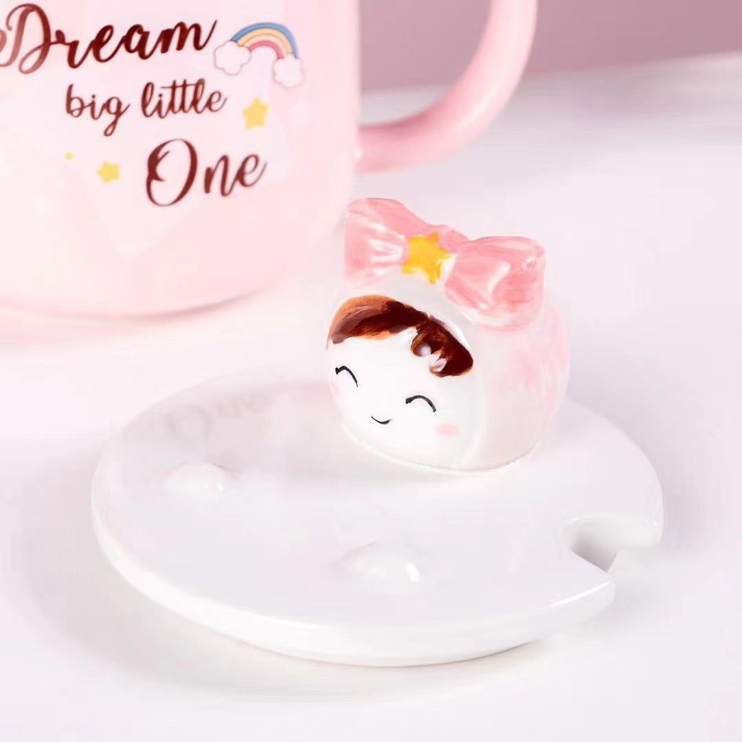 Cute cartoon bow girl mug