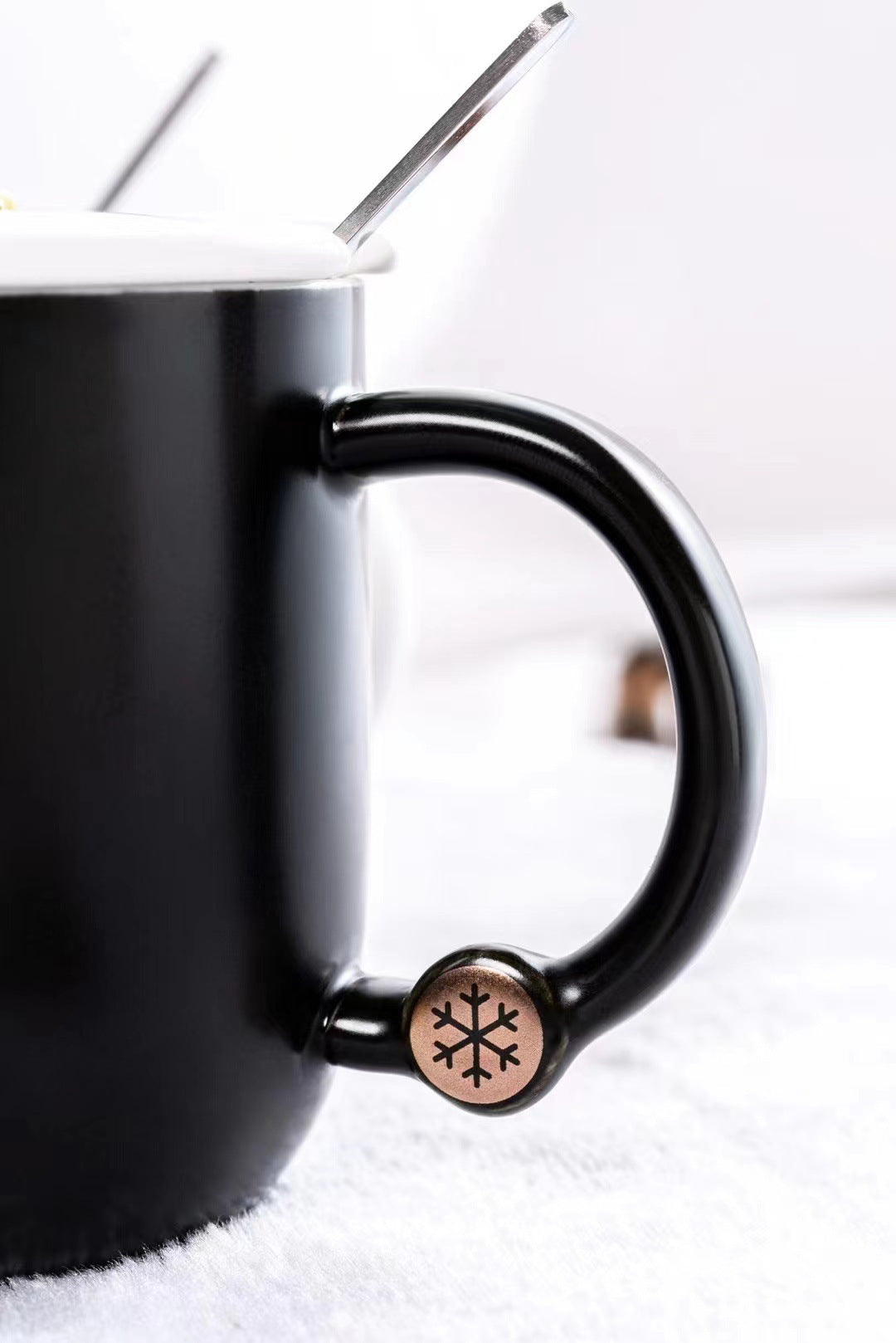 Christmas tree shaped black and white mug