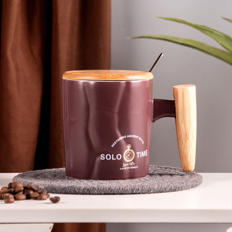 Creative convex and concave handle stone cup