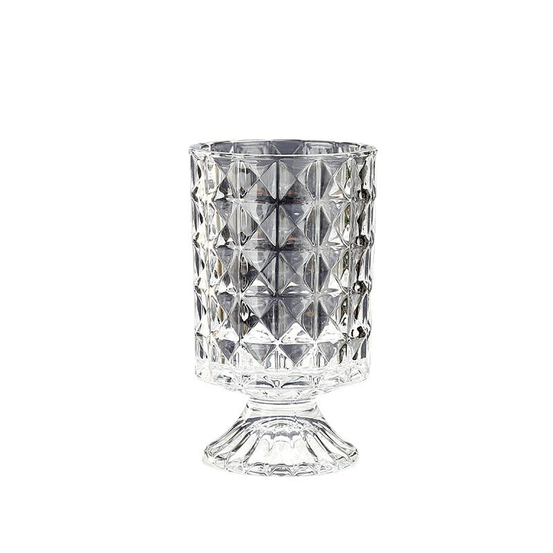 European style ins retro relief tall transparent glass vase