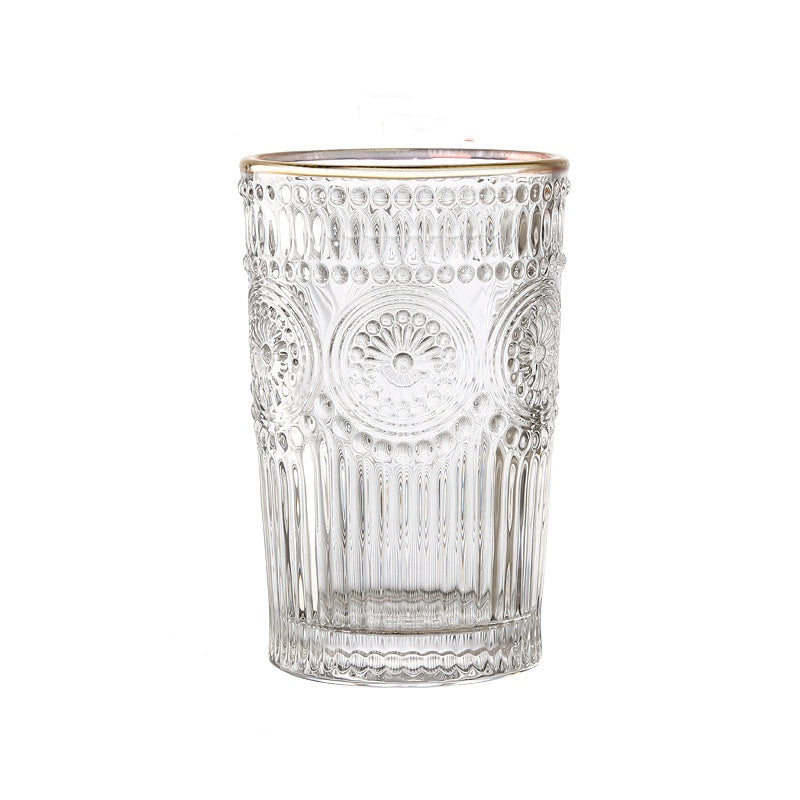 Sunflower Retro Embossed Glass Cup