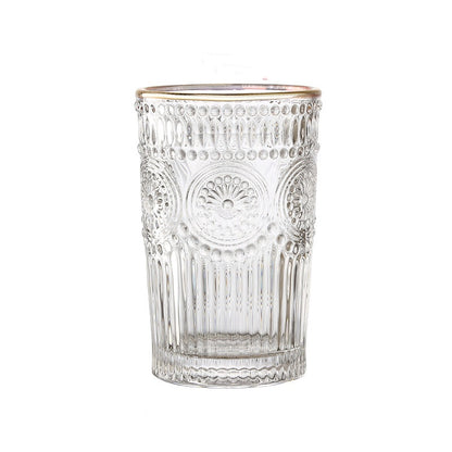 Sunflower Retro Embossed Glass Cup