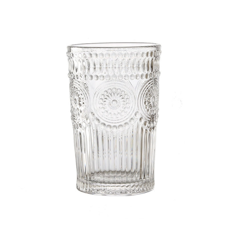 Sunflower Retro Embossed Glass Cup
