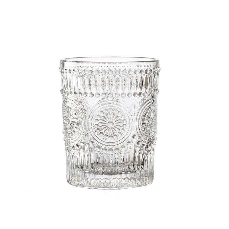 Sunflower Retro Embossed Glass Cup