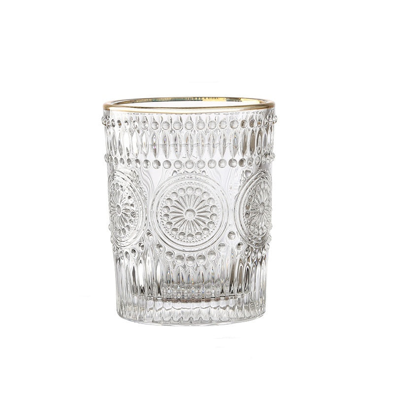 Sunflower Retro Embossed Glass Cup