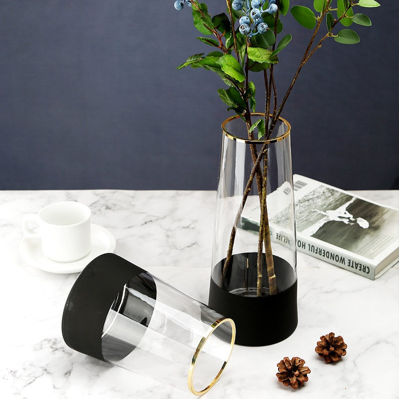 Simple creative vase thickened gold mouth T tube vase
