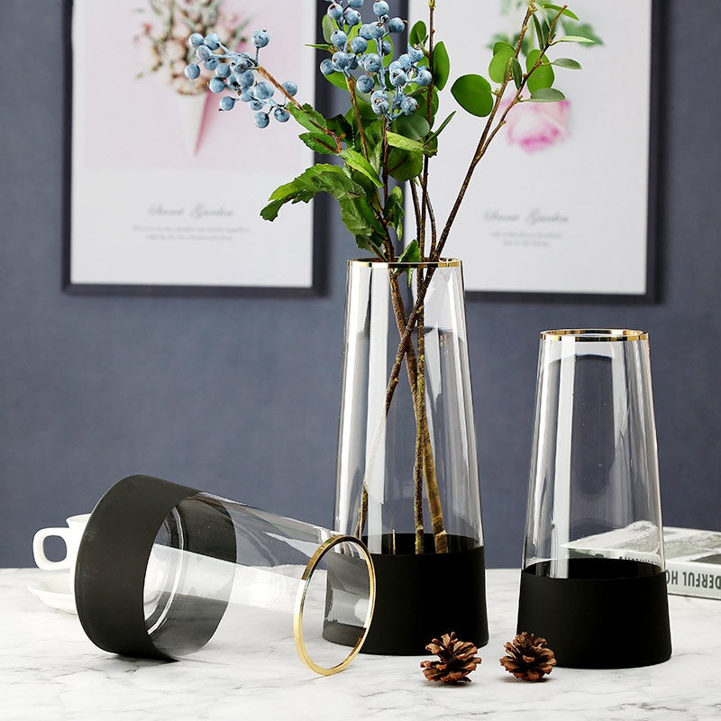 Simple creative vase thickened gold mouth T tube vase