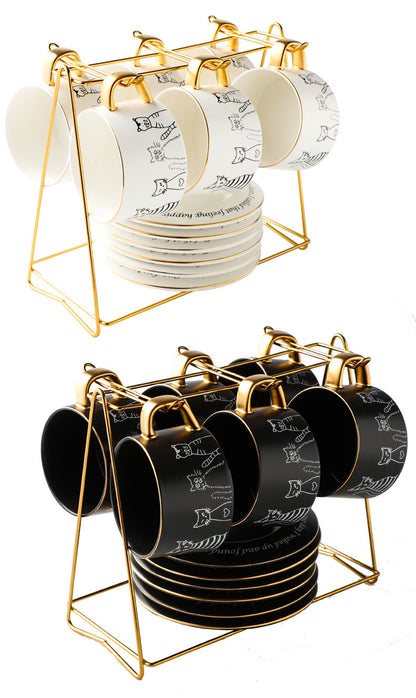 Cat Coffee Cup and Saucer Set