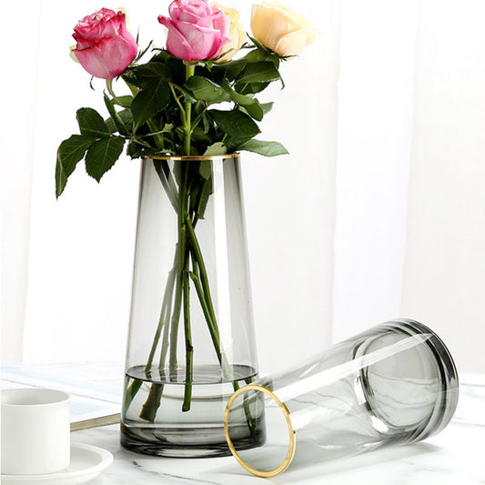 Light luxury T-shaped simple glass vase