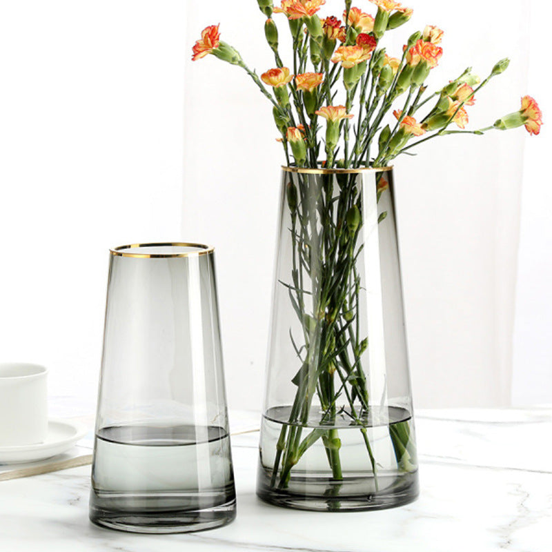 Light luxury T-shaped simple glass vase