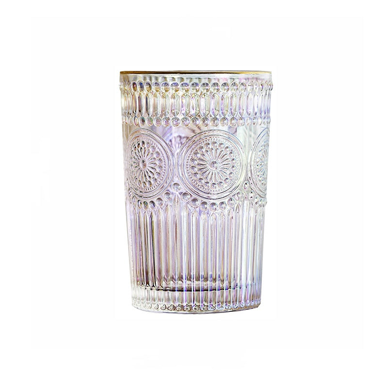Sunflower Retro Embossed Glass Cup