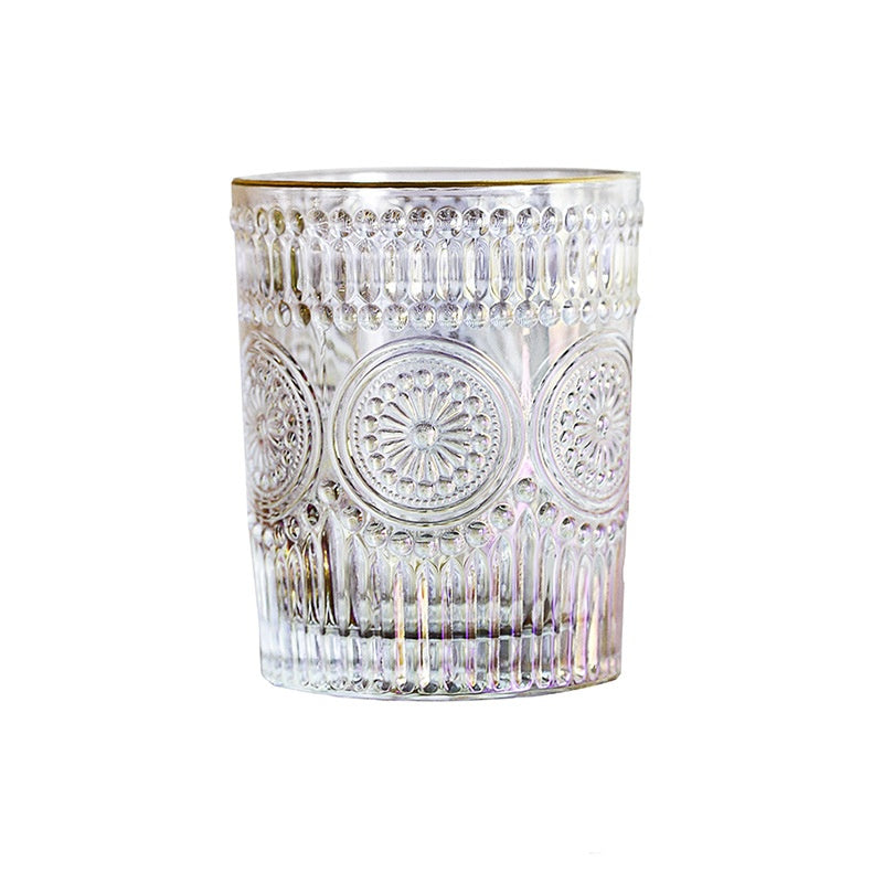 Sunflower Retro Embossed Glass Cup