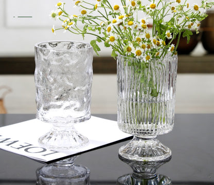 European style ins retro relief tall transparent glass vase
