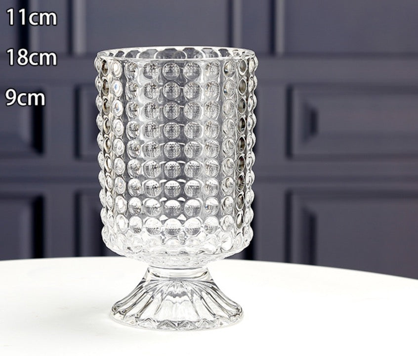 European style ins retro relief tall transparent glass vase