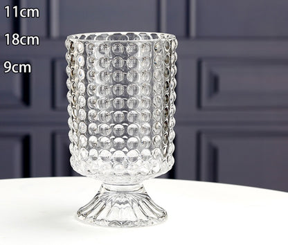 European style ins retro relief tall transparent glass vase