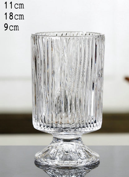 European style ins retro relief tall transparent glass vase