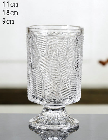 European style ins retro relief tall transparent glass vase