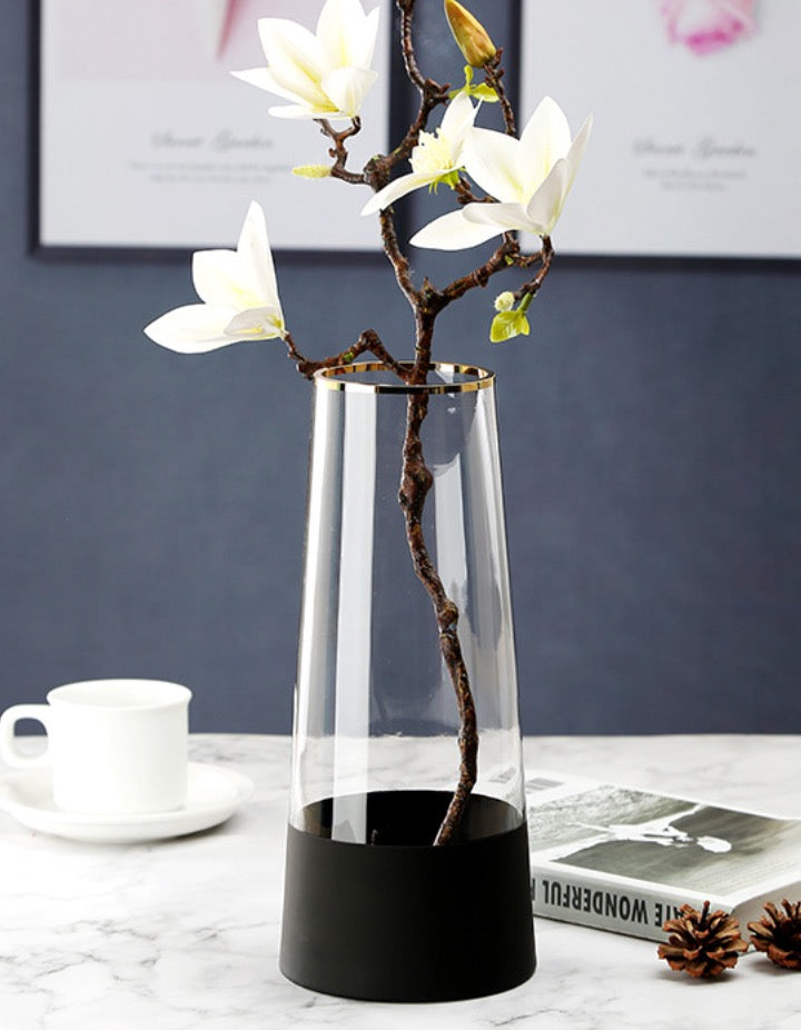Simple creative vase thickened gold mouth T tube vase