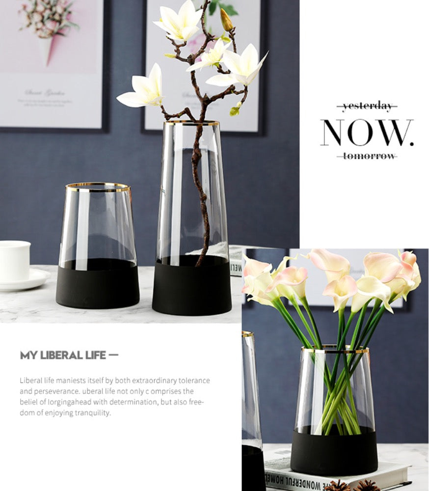 Simple creative vase thickened gold mouth T tube vase