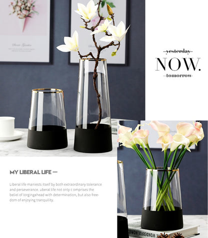 Simple creative vase thickened gold mouth T tube vase