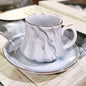 Simple marble pattern ceramic coffee cup and saucer set
