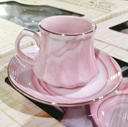 Simple marble pattern ceramic coffee cup and saucer set