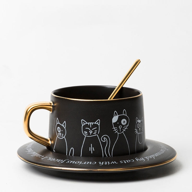 Cat Coffee Cup and Saucer Set