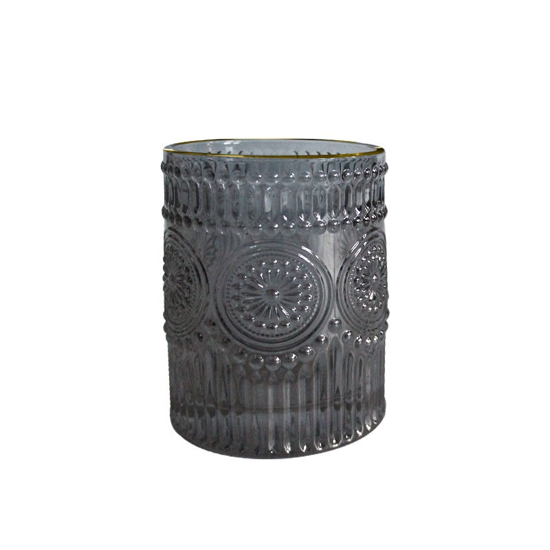 Sunflower Retro Embossed Glass Cup