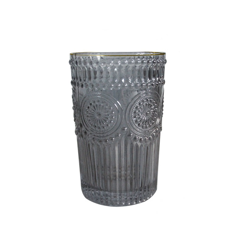 Sunflower Retro Embossed Glass Cup