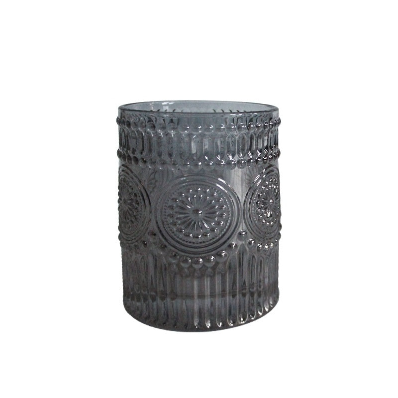 Sunflower Retro Embossed Glass Cup