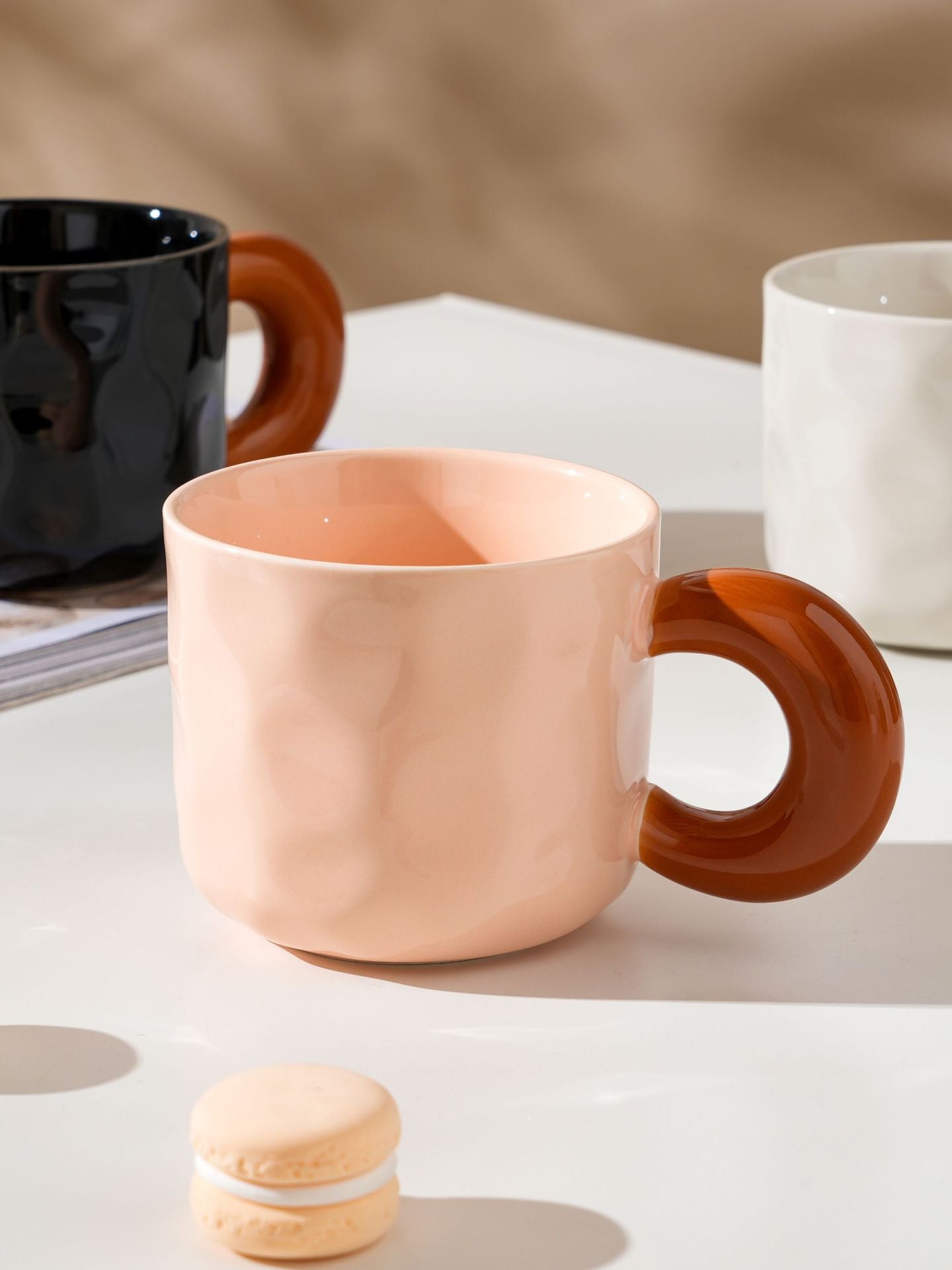 Concave and convex ceramic mug