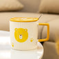 Creative Personalized Embossed Bear Ceramic Mug with Cover and Spoon