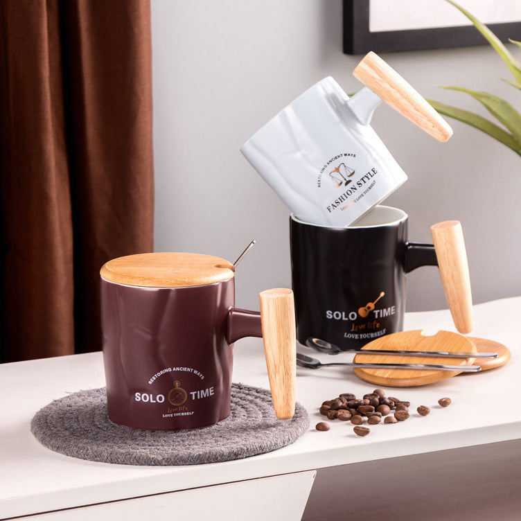 Creative convex and concave handle stone cup