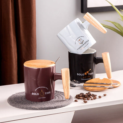 Creative convex and concave handle stone cup