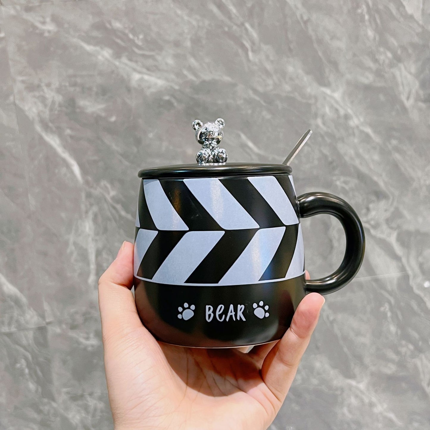 Fashionable electroplating bear ceramic cup