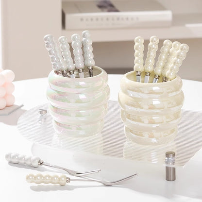 Pearl glaze honey jar fruit fork storage jar