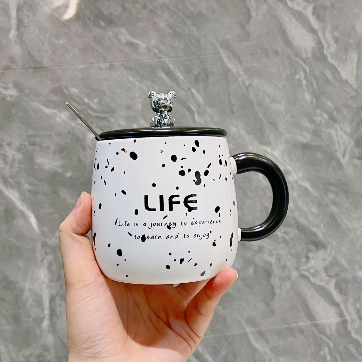 Fashionable electroplating bear ceramic cup