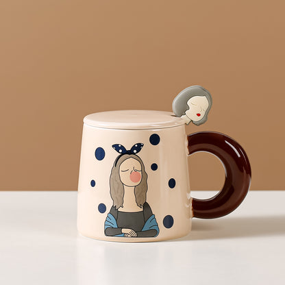 Creative Cute Bubble Girl Contrast Color Ceramic Cup