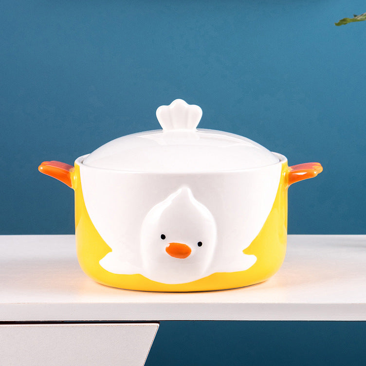 Hand painted duck ceramic noodle bowl