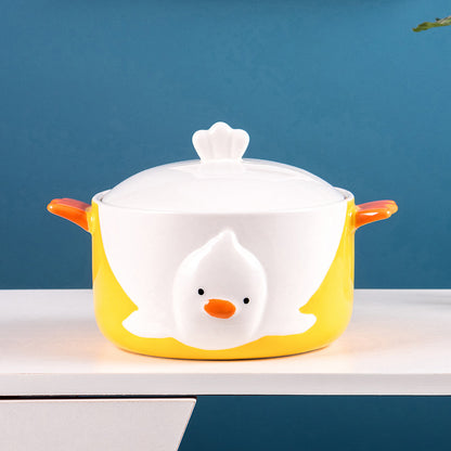 Hand painted duck ceramic noodle bowl